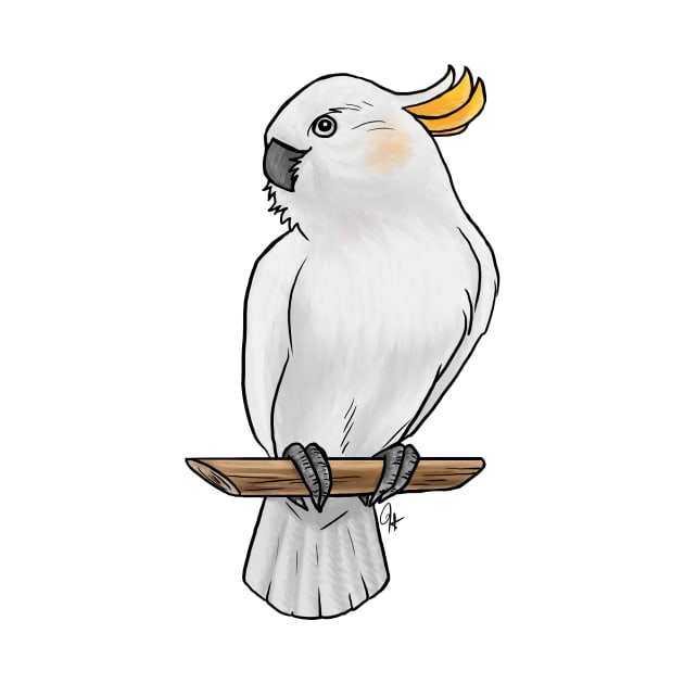 Bird - Citron Cockatoo - Crest Down by Jen's Dogs Custom Gifts and Designs