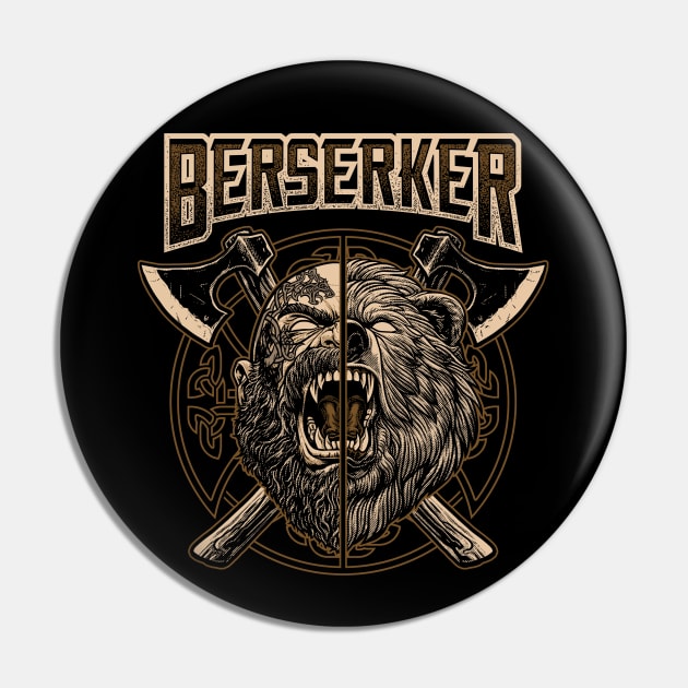 Norse Viking Berserker Pagan Bear Warrior Pin by Blue Pagan