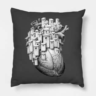 heart with birdhouses Pillow