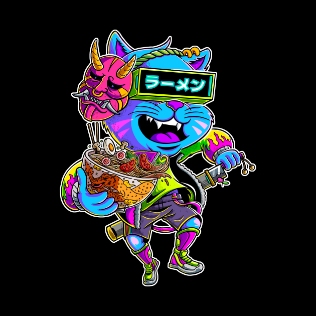 Cyberpunk Ramen Cat by Cuteskull