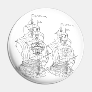 Caribbean pirates ship art Pin