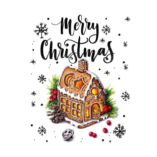 Christmas painting "Gingerbread house" T-Shirt