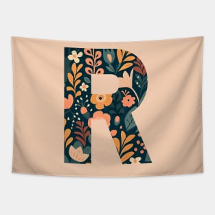 Whimsical Floral Letter R Tapestry