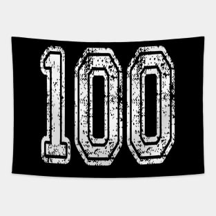 Number 100 Grungy in white Tapestry