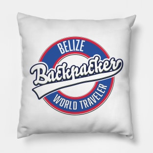 Belize backpacker world traveler logo. Pillow