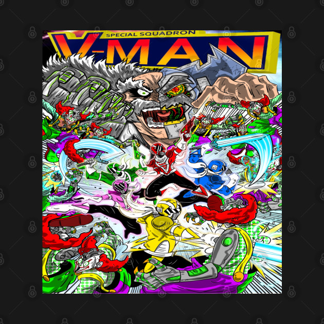 Disover V-Man Vs Mockbots ! - Special Squadron V Man - T-Shirt