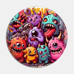 Street art cute monsters pattern Pin