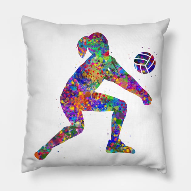 Volleyball girl Pillow by Yahya Art