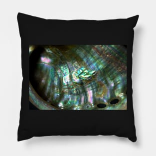 BLACK RAINBOW MOTHER OF PEARL SHELL METALLIC SHIMMER Pillow