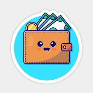 Cute Wallet With Money Cartoon Vector Icon Illustration Magnet