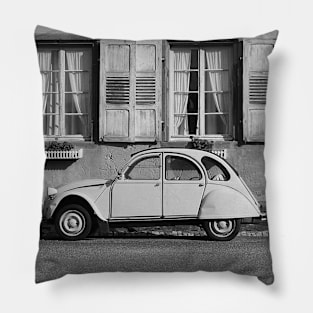 Classic Car parked along a road Photography Pillow