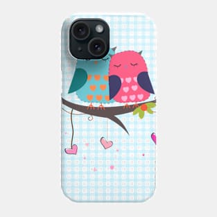 Lovers owl with heart Phone Case