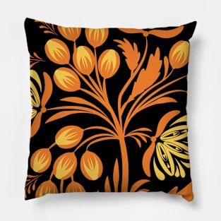 Folk floral print . Abstract flowers art , poster. Pillow