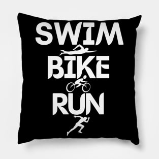 Swim Bike Run Triathlon Triathlete Athletics Sport Men Women Pillow