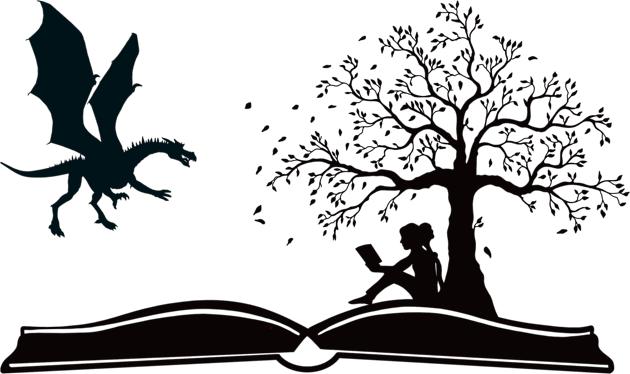 Books and Dragons Kids T-Shirt by BlackCatArtBB