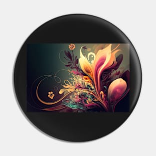 Abstract Floral Garden Botanical Print Pin