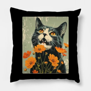 American Shorthair Cat Flowers Photo Cat Lover Gift Pillow