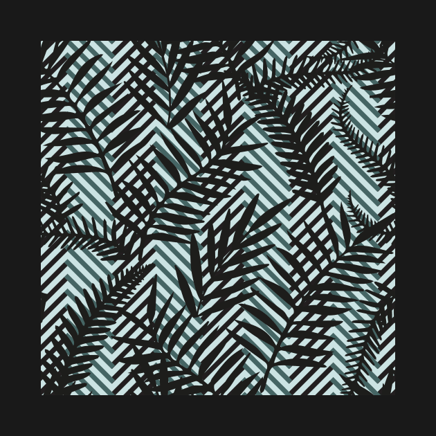 black leaves on pine and mint chevron by colorofmagic