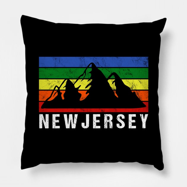 Retro Vintage New Jersey USA Mountain Gift Pillow by JKFDesigns