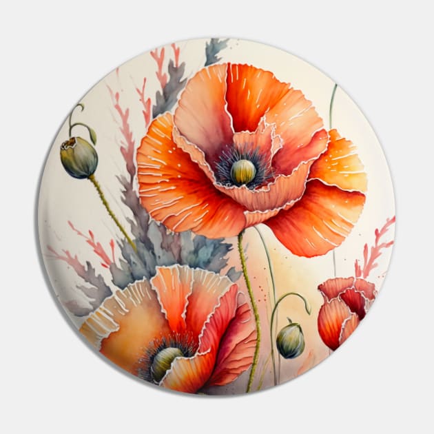 Poppy Flower Watercolour painting Pin by Buff Geeks Art