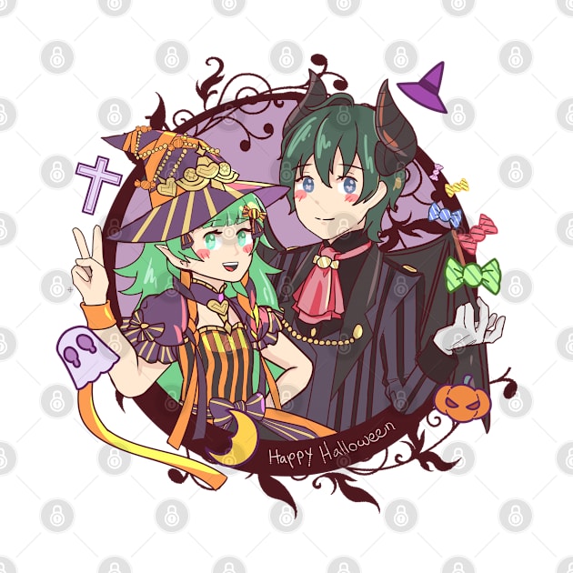 Fire Emblem Heroes Halloween Byleth and Sothis by Silvermoon 