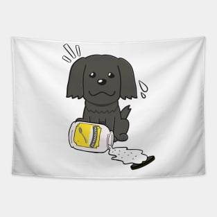 Cute black sheepdog spilled mayonnaise Tapestry