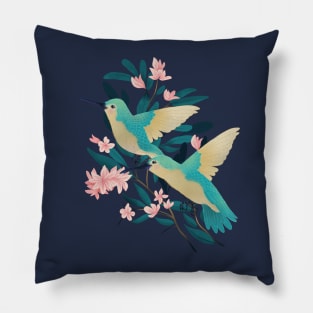 Humming Birds and Floral Vine Pillow