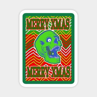 Merry Xmas Skull Christmas Sweater in Bad Taste Magnet