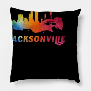 Jacksonville Skyline Watercolor Style Pillow