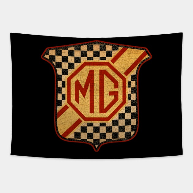 Vintage MG Car club badge Tapestry by Midcenturydave