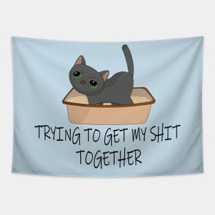 Trying to get my shit together - funny cat meme Tapestry