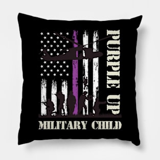 Purple Up Military Kids Shirt Military Child Month US Flag Pillow