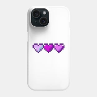 Purple Row of Hearts Pixel Art Phone Case