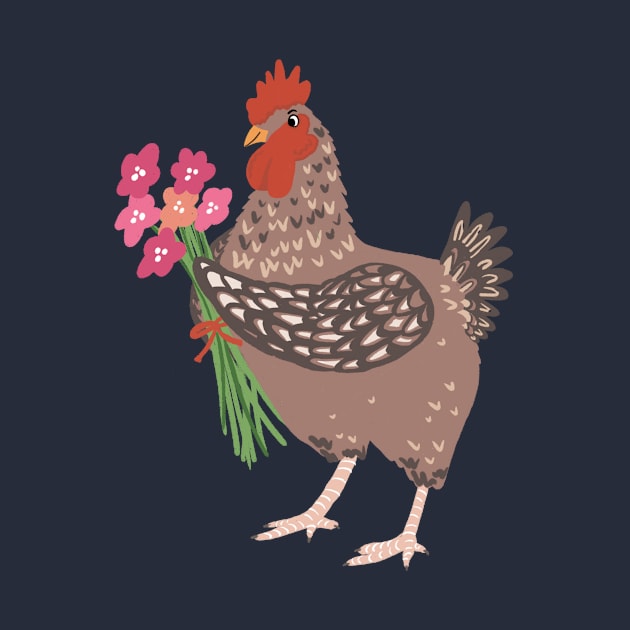 Chicken bringing Flowers by Das Brooklyn