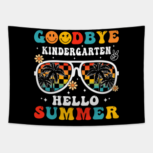 Goodbye Kindergarten Hello Summer Groovy Retro Last Day Of School Tapestry