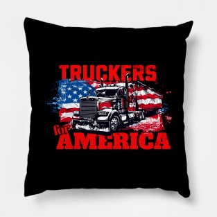 Truckers for America Truck Driving Trucks American Flag Patriotic Truck Driver Pillow