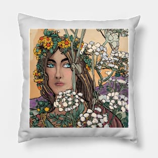 Homage Nouveau inspired by Flora the nature goddess Pillow