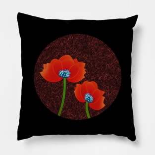 Digital Abstract of Red Poppies Back Version (MD23Mrl004) Pillow