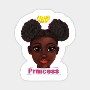 Princess - The best Gifts for black girls 2022 beautiful black girl with Afro hair in puffs, brown eyes and dark brown skin. Black princess Magnet