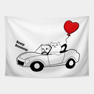 Funny Cat Quote, Cat Driving A Car, Cool Cat Valentines Day Tapestry