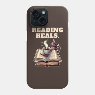 Reading Heals: Books and Coffee for reading levers Phone Case