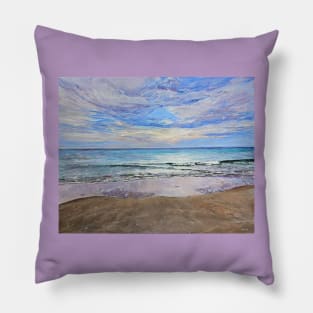 Early morning on the beach Pillow