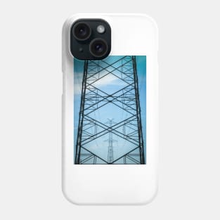 High voltage transmission line against blue sky Phone Case