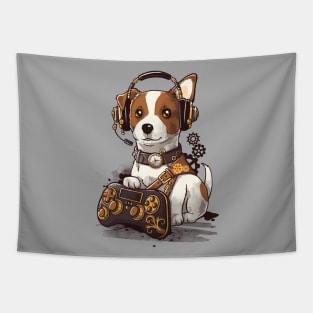 Steampunk gamer dog Tapestry