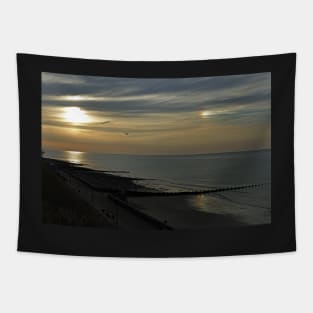 Cromers setting sun and Sundog Tapestry