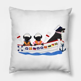 Nautical Preppy Dogs - Black Lab Pillow