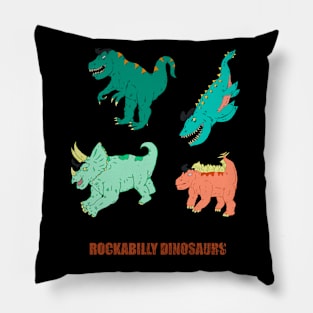 rockabilly dinosaurs Pillow