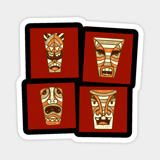 Totem Faces Magnet by Imaginariux