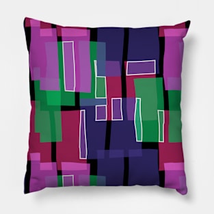 Colorful Indigo Mid Century Modern 60s Style Geometric Cut Outs Pattern Pillow