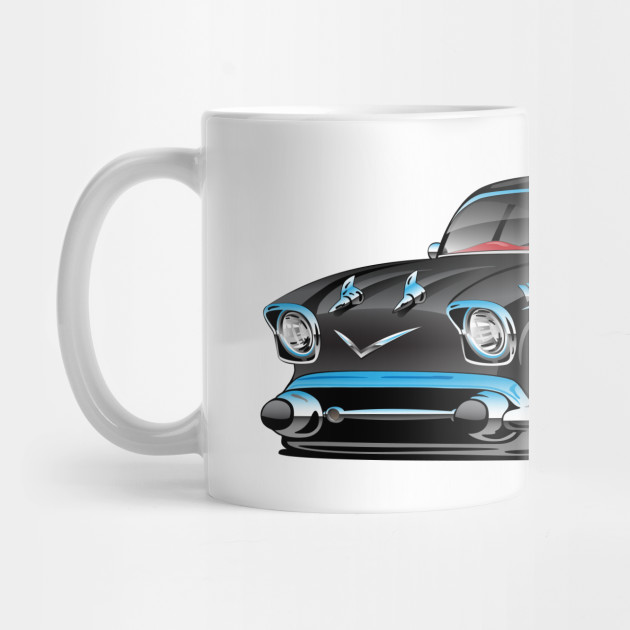 Classic Hot Rod Fifties Muscle Car With Cool Couple Cartoon
